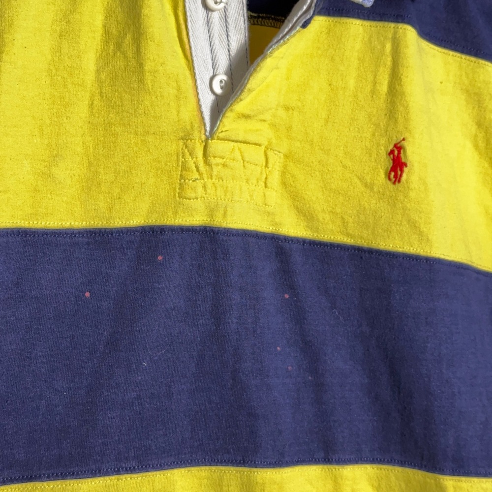 Vintage‎ Polo Ralph Lauren Striped Rugby Shirt Mens Size Large 90s Yellow - Picture 2 of 9